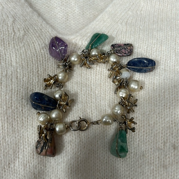 Pearl and Gemstone Bracelet charm 7” - Picture 3 of 8